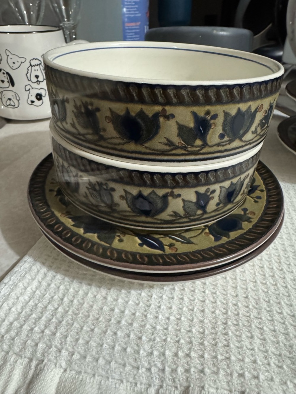 Mikasa Intaglio Arabella Cream and Blue Dinnerware Marked